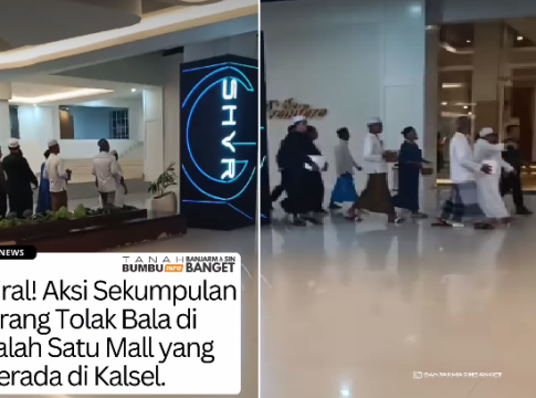 Viral, Sejumlah Pria Lakukan Ritual Tolak Bala Dalam Mall di Banjarmasin