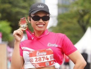 Wanda Hara saat mengikuti maraton fun. Foto ini diunggahnya pada 7 Juli lalu. (wartabanjar.com - Ist. @wanda_haraa)