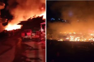 Kebakaran di Kabupaten Kotabaru, Kamis dini hari. (Kolase wartabanjar.com - Ist. Rekanan)