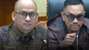 Kuasa hukum keluarga (almh) Dini, Dimas Yemahura Alfarauq dan Wakil Ketua Komisi III DPR RI, Ahmad Sahroni (Kolase wartabanjar.com - Tangakap layar TV Parlemen)