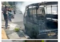 Mobil Angkutan Umum Terbakar di Banjarbaru