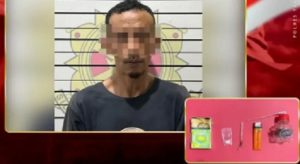 Tersangka AA (39) dan barang bukti yang diamankan Polres Tabalong. (wartabanjar.com - Ist. Humas)