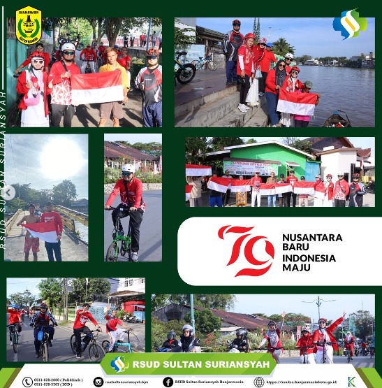 RSUD Sultan Suriansyah Banjarmasin membagikan bendera merah putih menyambut HUT ke-79 Kemerdekaan RI. (wartabanjar.com - Ist. Humas)