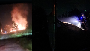 Pabrik arang briket di Jalan Padat Karya, Guntung Ujung, Gambut, Banjar, terbakar Selasa dini hari. (wartabanjar.com - Ist. Rekanan)