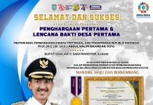 Sukses Majukan Desa Tertinggal, Bupati Banjar Raih Penghargaan Lencana Bakti Desa Pertama dari Menteri Desa PDTT RI