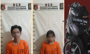 Pasangan sejoli kompak mencuri kendaraan bermotor milik warga Benua Anyar, Kecamatan Banjarmasin Timur. (wartabanjar.com - Ist. Polsek Bjm Timur)