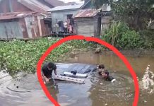 Mobil BPK Komder Tercebur di Jalan Jafri Zamzam