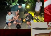 Pria Mabuk Bawa Pisau Diamankan Polisi di Pasar Malam Desa Usih