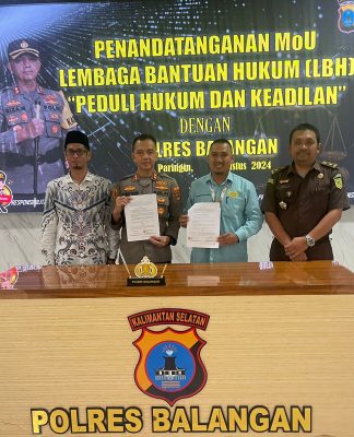 Polres Balangan dan LBH Peduli Hukum dan Keadilan Cabang Banua Anam Tandatangani Nota Kesepahaman