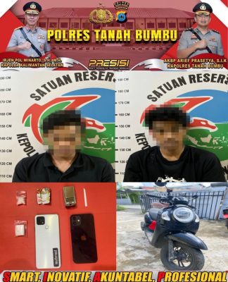 Satres Narkoba Polres Tanbu Petik Dua Tersangka Pengedar Sabu