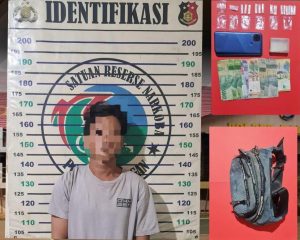 Tersangka MA dan barang bukti yang diamankan Polres Balangan. (wartabanjar.com - Ist. Polres Balangan)