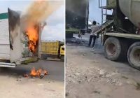 Barang Dalam Truk Kontainer Mendadak Terbakar di Jalan Trikora Banjarbaru