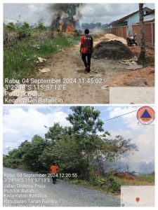 Anggota BPBD melakukan pemadaman kebakaran hutan dan lahan di Kecamatan Batulicin, Tanah Bumbu, Rabu 4 September 2024. (wartabanjar.com - Ist. MC Kalsel)