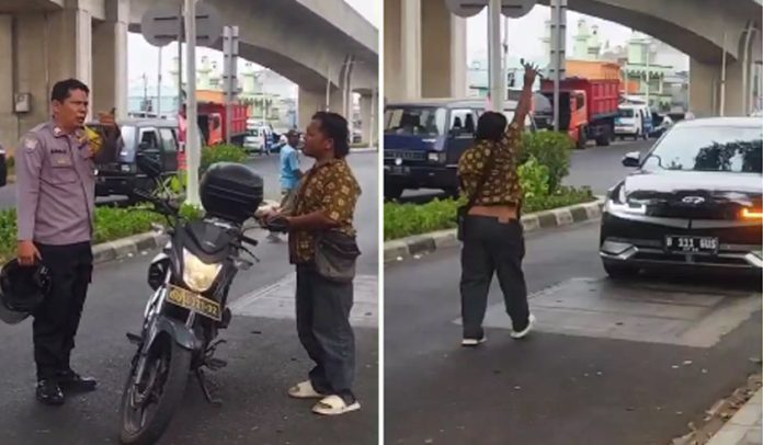 Pria membawa senjata tajam membuat onar di kawasan Jakarta Timur dilumpuhkan Bhabinkamtibmas dibantu warga. (wartabanjar.com - Instagram)