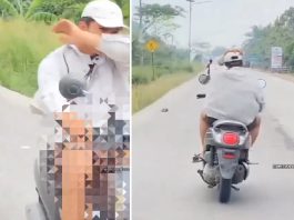 Gila! Pemuda Eksibisionis Ngocok Burung Sambil Naik Motor Hingga Muncrat ke Pemotor Wanita