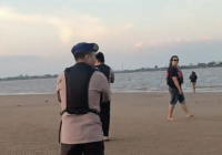 Penampakan Pantai Gosong di Sungai Barito Dekat Pulau Kembang Akibat Kemarau dan Air Surut