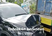 Tabrakan Beruntun di Jalan Gubernur Soebardjo, Dua Mobil Ringsek