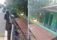 Longsor Kembali Terjadi di Lampihong, Jalan Hilir Pasar Ambles Rusak Rumah Warga
