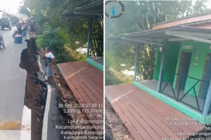 Tanah longsor di Hilir Pasar, Lampihong, Balangan. (wartabanjar.com - Ist. Kiriman warga)