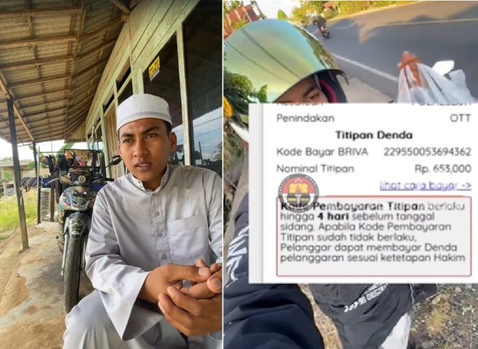 Boy Asis memberikan klarifikasi terkait penilangan dirinya oleh Satlantas Polres Banjar. (Kanan) Postingan Boy Asis yang viral. (wartabanjar.com - Tangkapan layar)