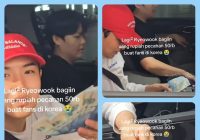 Balik ke Korea Usai Konser di Jakarta, Ryeowook Super Junior Kembali Bagi-bagi Uang Rp50 Ribu ke Penggemar di Bandara Incheon