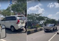 Mobil Tabrakan Beruntun di Jalan A Yani Km 12 Gambut Depan Senwell