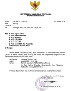 Undangan pribadi menggunakan kop surat resmi Kementerian Desa. (IG Mahfud MD)