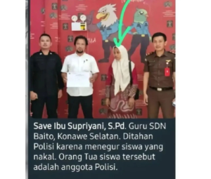 Unggahan akun @infokomando.official tentang guru honorer yang dipenjara gara-gara menghukum muridnya yang nakal. (Istimewa)
