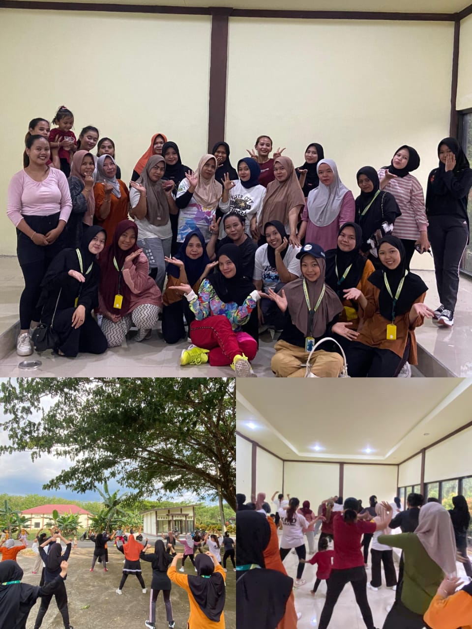 Antusiasme Ibu-Ibu Desa Mampari dalam Zumba Bersama Mahasiswa KKN STAI Al Washliyah Barabai