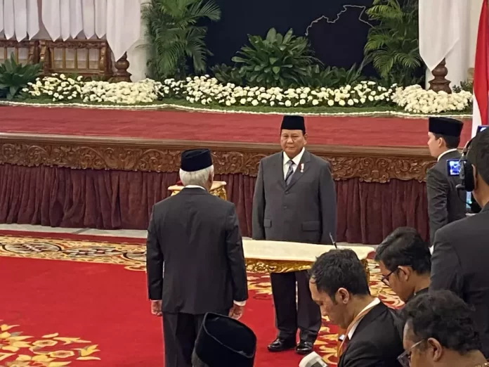 Presiden Prabowo melantik Basuki Hadimuljono sebagai Kepala Otorita IKN, Selasa 5 November 2024. (beritasatu.com)