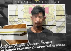 Pelaku HE dan barang bukti yang diamankan polisi. (wartabanjar.com - Ist. Humas Polres Tabalong)