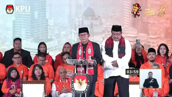 Pramono Anung dan Rano Karno dalam debat Pilkada Jakarta. (Beritasatu)