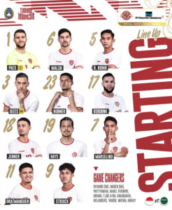 Starting line up Indonesia vs Arab Saudi