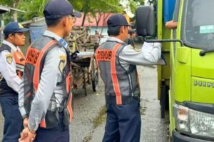 Petugas Dishub Tanah Laut melakukan pemeriksaan terhadap sopir truk. (wartabanjar.com - Ist. MC Tala)