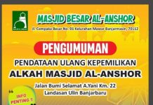 Pendataan Ulang Alkah Masjid Al Anshor Banjarmasin Hingga 31 Januari 2025
