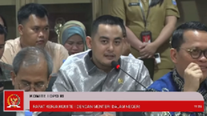 Muhammad Hidayattolah berbicara dalam rapat Komite I DPD RI dengan Mendagri. (wartabanjar.com - Ist. Dok. IG)