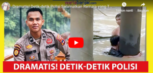 Video anggota Samapta Polres HSS menyelamatkan remaja yang terjun ke sungai Amandit. (Youtube warta banjar)