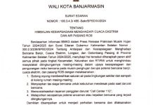 Wali Kota Banjarmasin Keluarkan Edaran Waspada Cuaca Ekstrem dan Banjir Rob