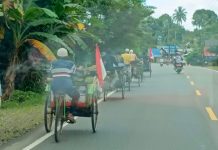 Rombongan Penarik Becak dari Barabai Menuju Sekumpul