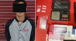 Tersangka S dan barang bukti yang berhasil diamankan Rekrim Polsek Sungai Loban. (wartabanjar.com - Ist. Humas)