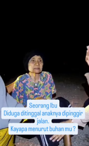 Ibu tua diduga ditinggal di jalan tol Lingkar Selatan atau Jalan Gubernur Soebardjo pada Senin malam tadi. (wartabanjar.com - Ist. IG @info_banjarbaru1)