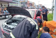 Mobil Hyundai Getz Terbakar di Jalan Rajawali Induk