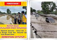 Jalan Nasional Sungai Taruk HSU Ditutup Total! Genangan Air Setinggi Lutut Mengancam Pengguna Jalan