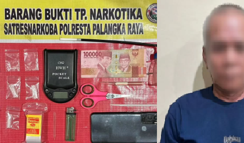 Pria Paruh Baya Ditangkap Satresnarkoba Polresta Palangka Raya di Jalan Eka Sandehan