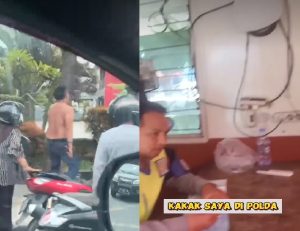 Viral, pria ngamuk di Pos Polisi depan McD Banjarmasin. (wartabanjar.com - Ist. @kabarbanuakalsel)