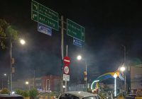 Mobil Tabrak Plang Penunjuk Jalan di dekat Flyover Banjarmasin