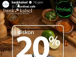 Diskon Khusus Nasabah Bank Kalsel di Kordinat Kitchen & Bar