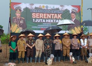 Penanaman jagung serentak dimotori Polres Banjar bekerja sama dengan pemerintah daerah dan instansi terkait lainnya. (wartabanjar.com - Ikhsan)