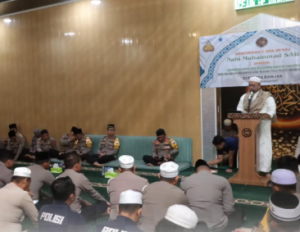 Pembinaan rohani yang dirangkai dengan peringatan Isra Miraj Nabi Muhammad oleh jajaran Polres Banjar, Selasa 22 Januari 2025. (wartabanjar.com - Ist. Humas)