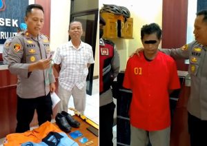 Kapolsek Banjarbaru Utara menunjukan sejumlah barang bukti dan pelaku dugaan penyekapan seorang wanita selama hampir dua bulan. (wartabanjar.com - Ist. Polsek Banjarbaru Utara)